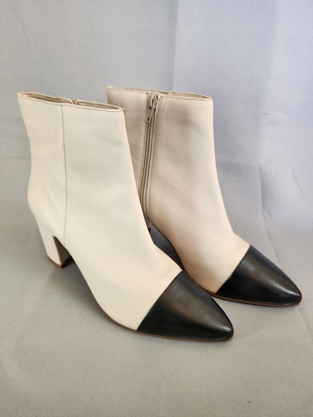 Setchelles No One Like You - Cream and Black Two-Tone Pointed Toe Ankle Boots